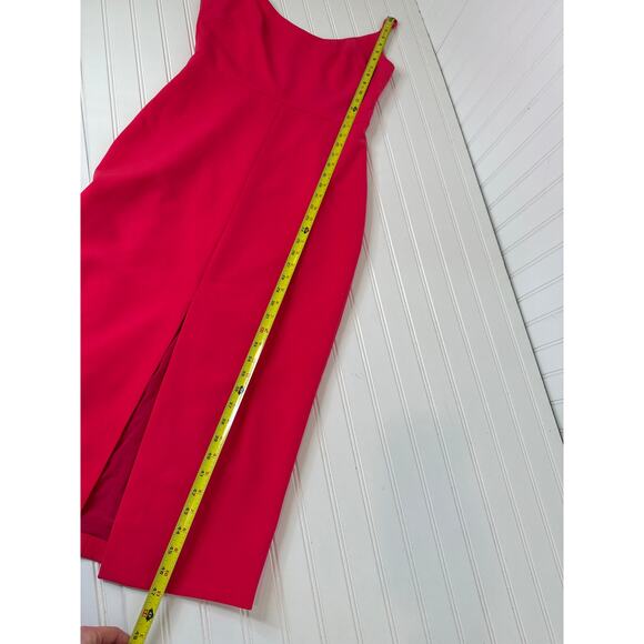 Christian Siriano Coral Slip Dress Sleeveless Bodycon Slit Crepe Party Holiday 6 - Picture 5 of 8